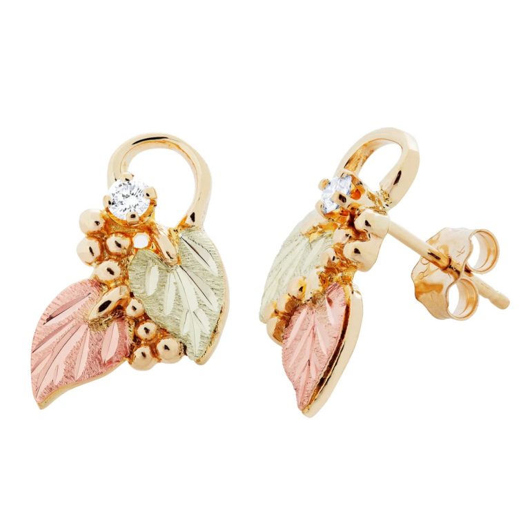 ER835PX-768x768 Black Hills Gold Earrings with Leaves and Diamond