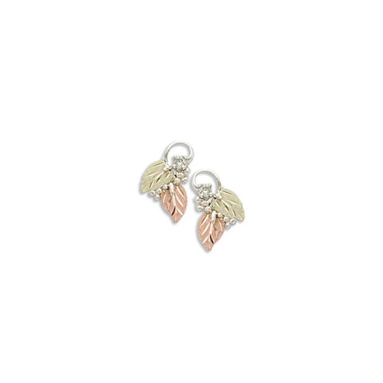 ER835PX-SS-768x768 Sterling Silver Earrings with Black Hills Gold Leaves and Diamond