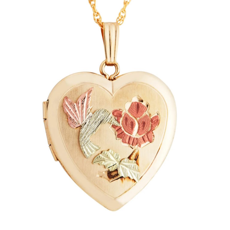 PE792-768x768 Black Hills Gold Heart Locket with Hummingbird