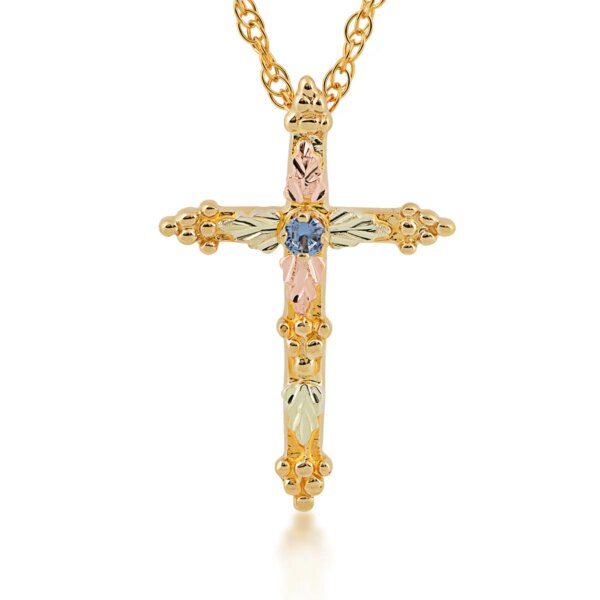 yogocrosspendant-600x600 Black Hills Gold Saphhire Cross Pendant