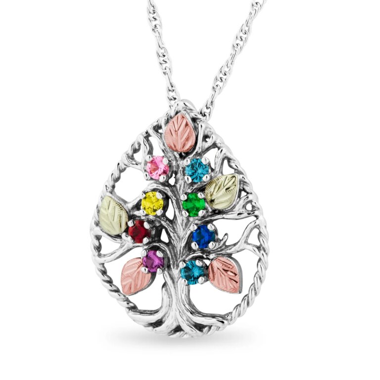 black-hills-sterling-silver-family-tree-pendant-768x768 Silver Family Tree Pendant with 7 Genuine Birthstones