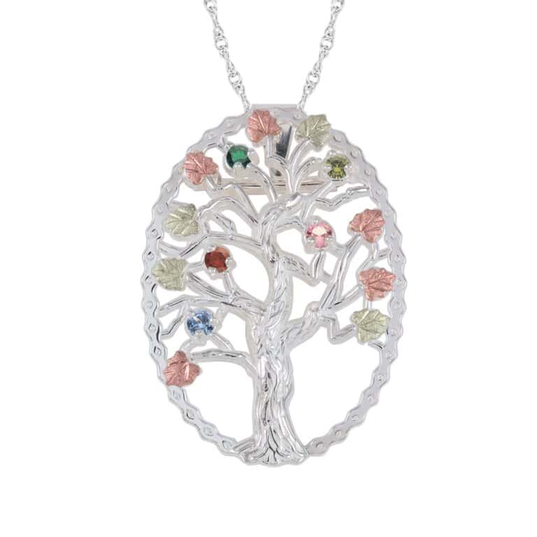 black-hills-sterling-silver-oval-family-tree-pendant-768x768 Silver Oval Family Tree Pendant with 8 Genuine Birthstones