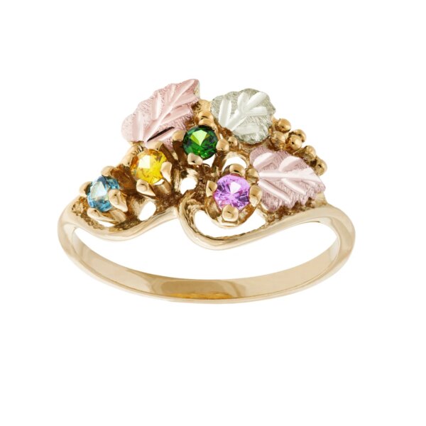 G925-184-600x600 Mt Rushmore Swirl Family Ring with 2 Synthetic Birthstones