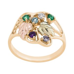 gc1470-300x300 Gold Family Ring with Organic Swirling Vines and 1 Synthetic Birthstones