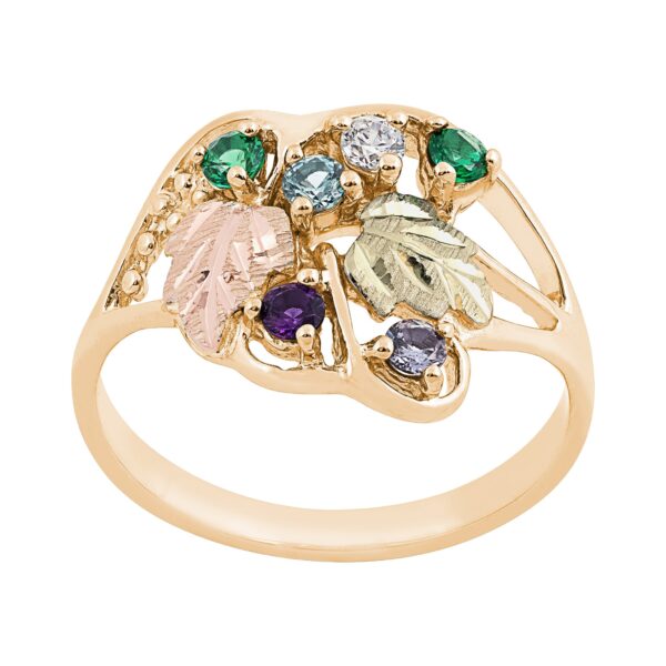 gc1470-600x600 Gold Family Ring with Organic Swirling Vines and 6 Genuine Birthstones