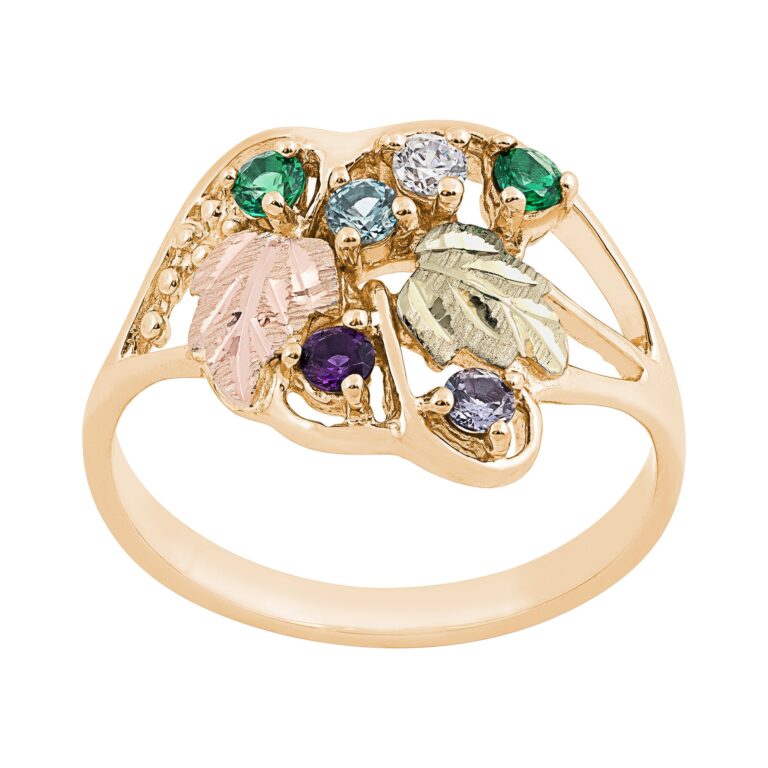 gc1470-768x768 Gold Family Ring with Organic Swirling Vines and 2 Genuine Birthstones