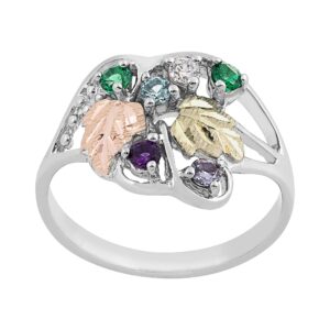 mrc1470-300x300 Silver Family Ring with Organic Swirling Vines and 6 Synthetic Birthstones