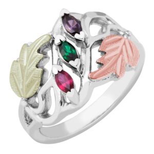 wg928-300x300 White Gold Family Ring with 2 Synthetic Birthstones Set in Channel